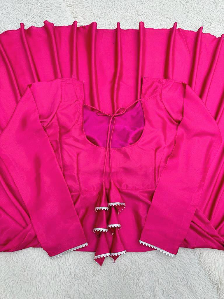HOT PINK ANARKALI FESTIVE WEAR GOWN WITH PANTS AND DUAPTTA