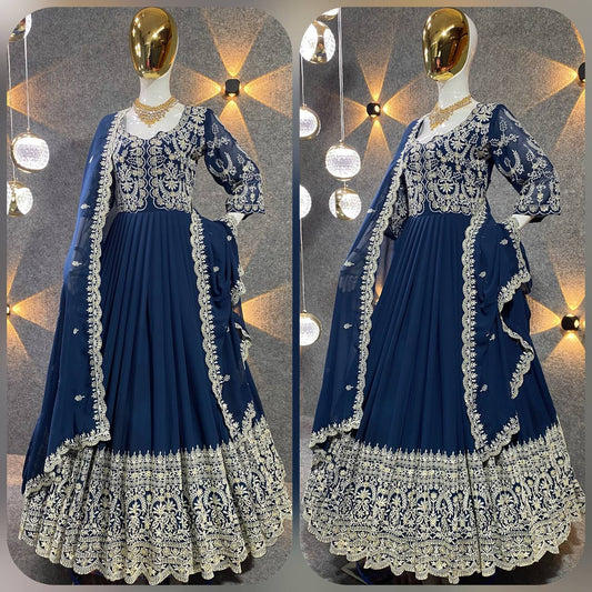 DESIGNER LOOK FULLY LOADED EMBROIDERED FLOOR LENGTH GOWN WITH DUPATTA