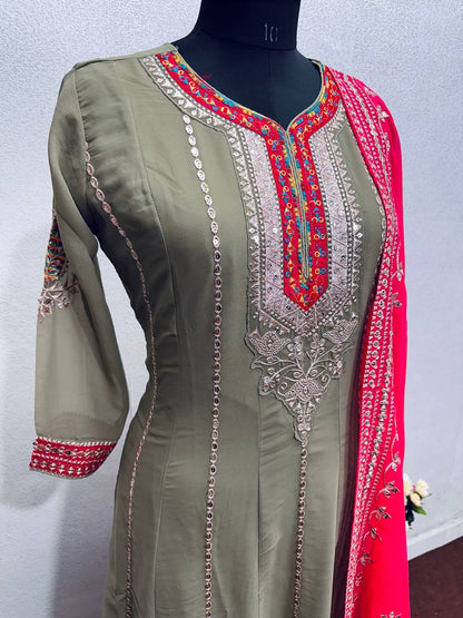 NEW DESIGNER PARTY WEAR HEAVY GEORGETTE FULL EMBROIDERED GOWN WITH DUPATTA