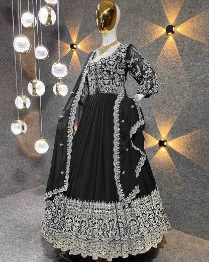 DESIGNER LOOK FULLY LOADED EMBROIDERED FLOOR LENGTH GOWN WITH DUPATTA