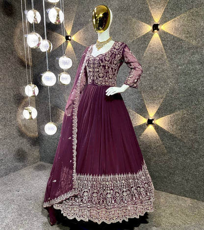 DESIGNER LOOK FULLY LOADED EMBROIDERED FLOOR LENGTH GOWN WITH DUPATTA