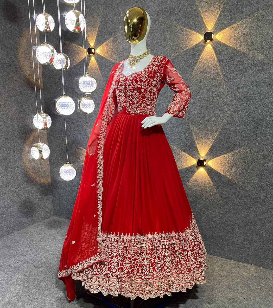 DESIGNER LOOK FULLY LOADED EMBROIDERED FLOOR LENGTH GOWN WITH DUPATTA