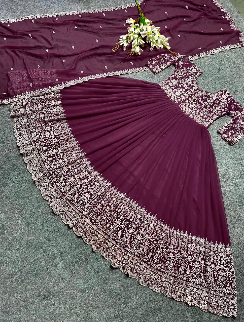 DESIGNER LOOK FULLY LOADED EMBROIDERED FLOOR LENGTH GOWN WITH DUPATTA